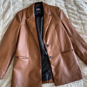 Leather blazer brown